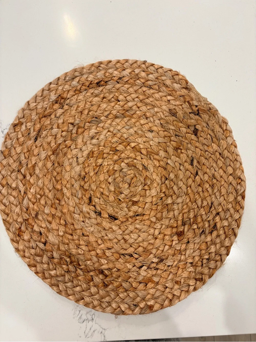 Natural woven jute placemat chargers (6) + napkin ring set